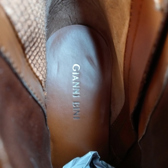 Gianni Bini women's brown leather platform 5" heel side zip boots. Sz 9.5M. New - Picture 9 of 10
